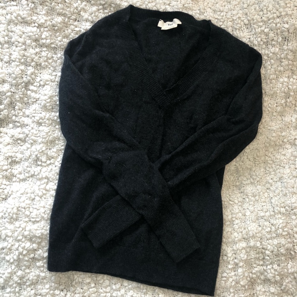 Aritzia Tna 100% Wool Charcoal V Neck Sweater